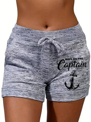 Letter & Graphic Drawstring Shorts for Women