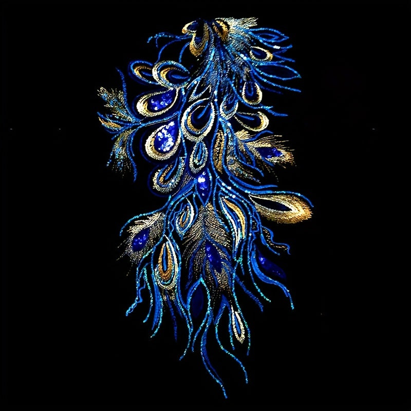Phoenix Tail Sequin Embroidery Cloth Patch DIY