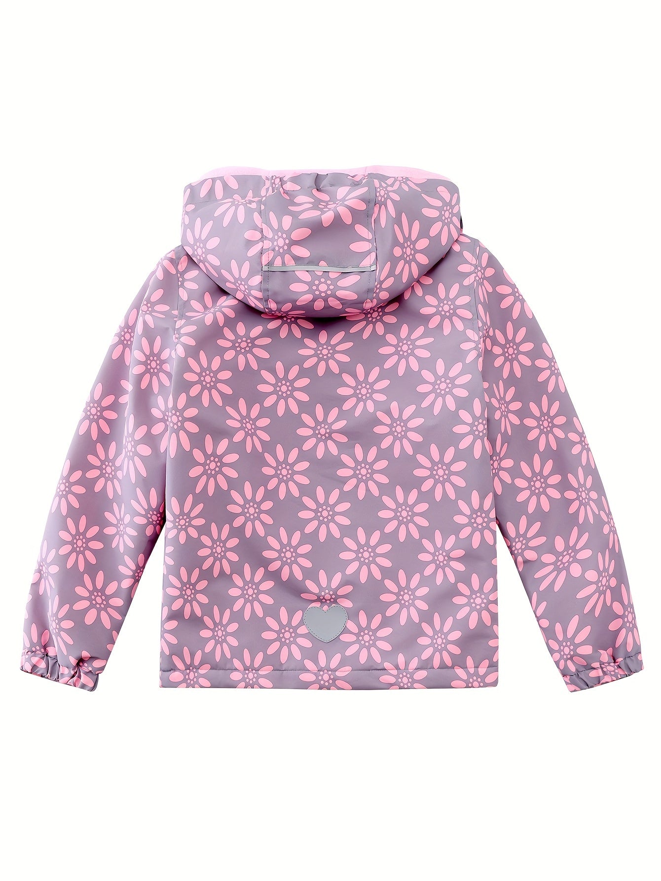 Girls Leopard Print Hooded Jacket Waterproof Windproof Fleece Lining