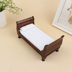Wooden Single Bed Dollhouse Furniture Decor Toy
