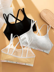 3pcs Girls Bra Breathable Soft Tube Top Multiple Colors Underwear Teens