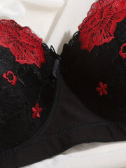 Floral Embroidery Push Up Bra Balconette Lingerie