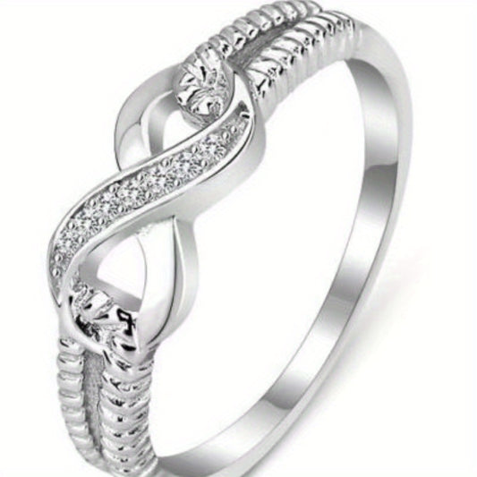 Infinity Symbol Platinum Rhinestone Ring