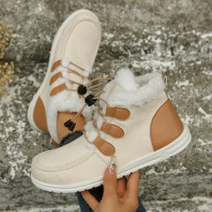 Women's Non-slip Thickened Snow Boots Lace Up Warm Snow Sneakers