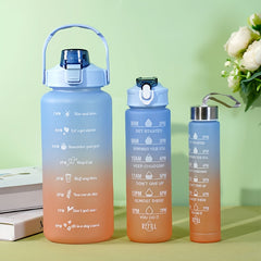 Gradient Frosted Plastic Water Cup Portable Large Capacity 3pcs Set