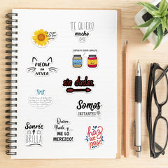50pcs Spanish Inspirational Waterproof Stickers for Laptops Scrapbooks
