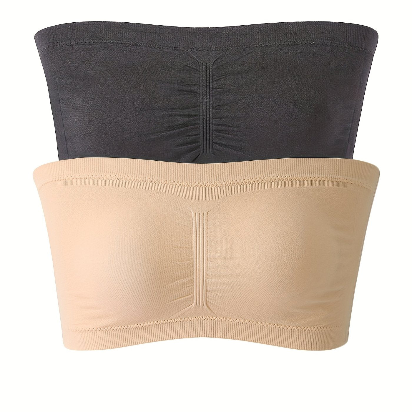 2pcs Strapless Bandeau Bras Soft Stretch Everyday Bra Women's Lingerie