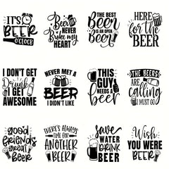 Beer Lover UV Transfer Stickers 12pcs Waterproof Self Adhesive St
