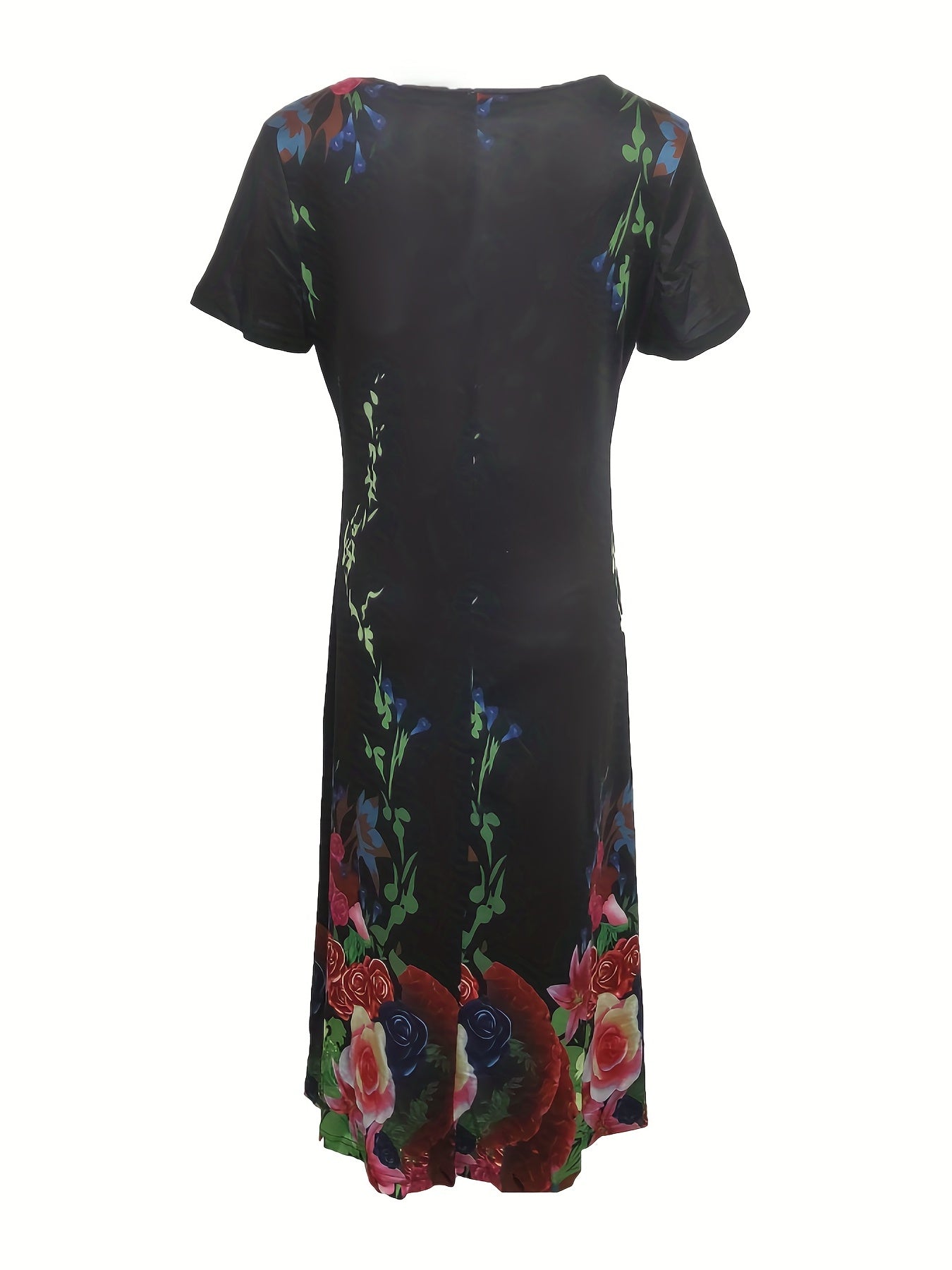 Floral V Neck Dress Short Sleeve for Spring & Summer
