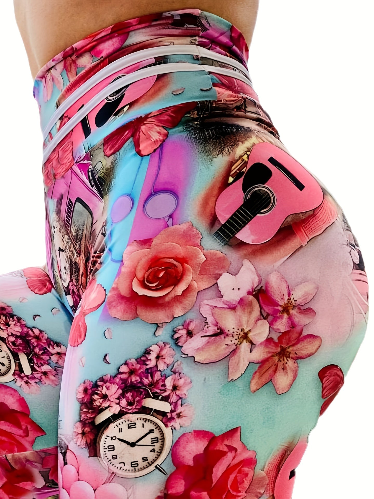 Floral Print High Waist Yoga Leggings Slimming Butt Lifting High Stretch