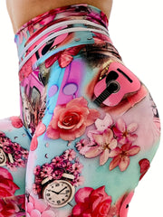 Floral Print High Waist Yoga Leggings Slimming Butt Lifting High Stretch