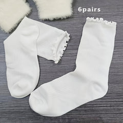 6 Pairs Teen Girl's Soft Crew Socks for Outdoor Wear