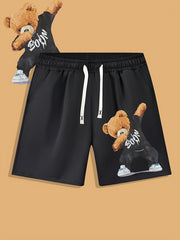 Funny Bear Print Men's Summer Shorts for Sports Casual Loose Outdoor