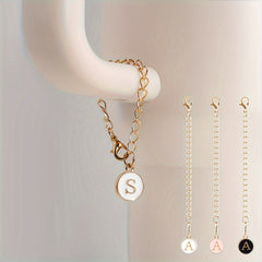 3pcs Initial Letter Chain Charm & 1pc Strawberry Straw Tip Cover for Water Cup