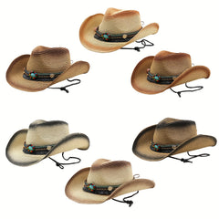 Vintage Straw Hat Sun Hat Western Cowboy Boho Style