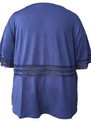 Sports Top Women's Plus Solid Contrast Mesh Short Sleeve Round Neck