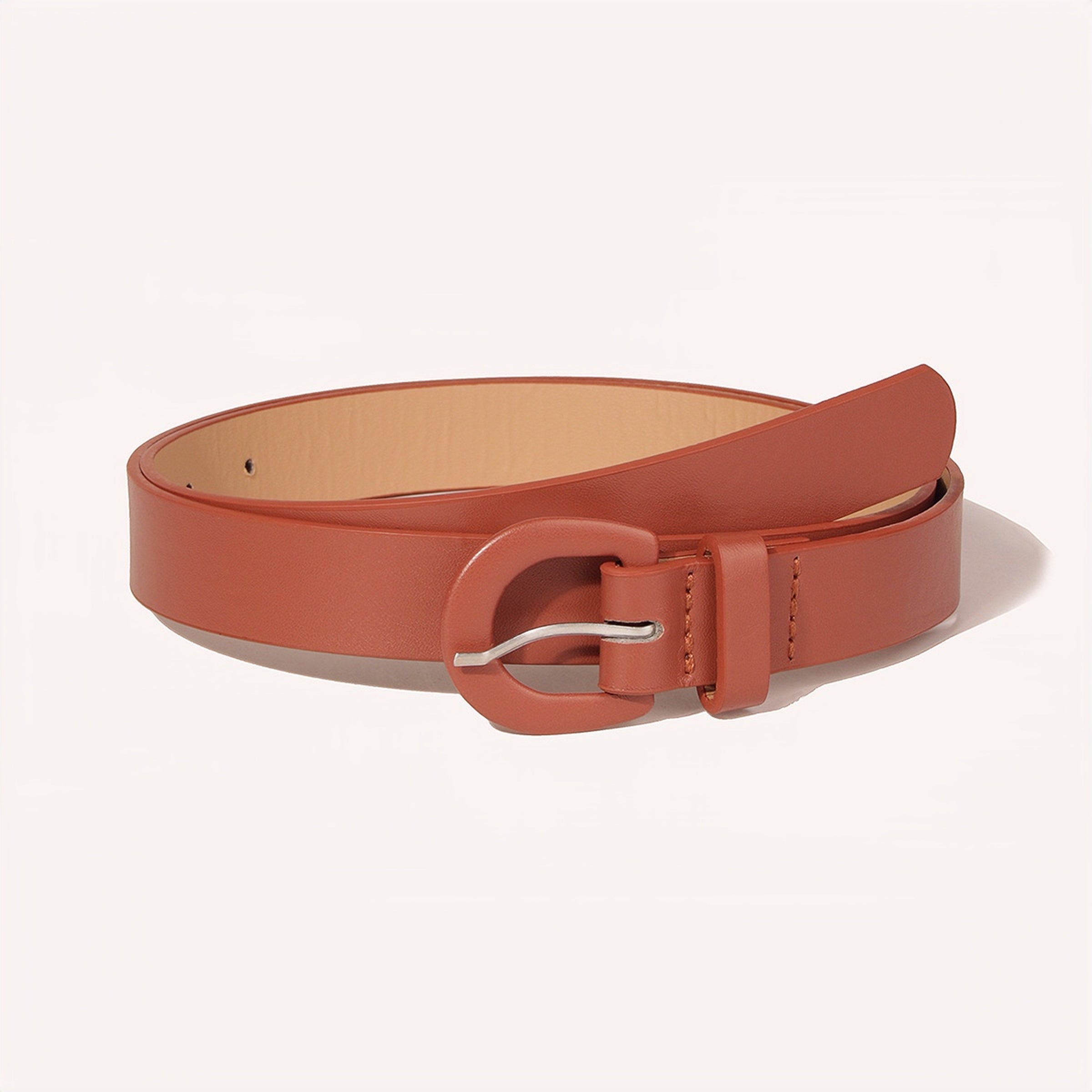 D Shape Buckle Belt Pu Leather for Women Girls