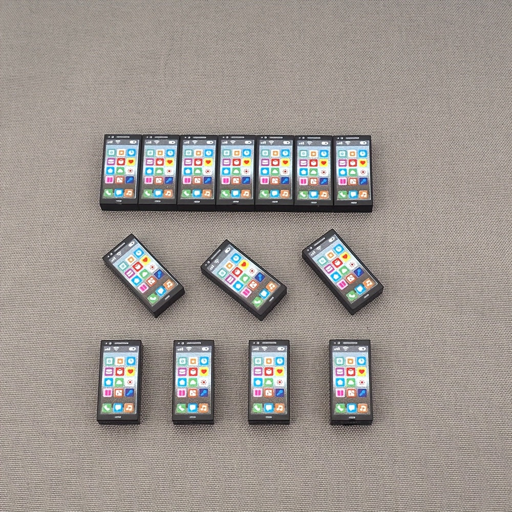 9pcs Printed Parts Modern Mobile Phone Model Assembly Toy