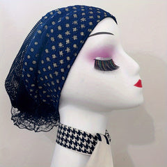 Lace Mesh Turban Cap Vintage Head Wrap Beanie Women Ramadan Bonnet