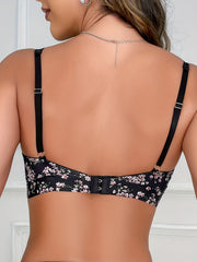 Floral Lace Wireless Bra Breathable & Comfy Intimates Lingerie