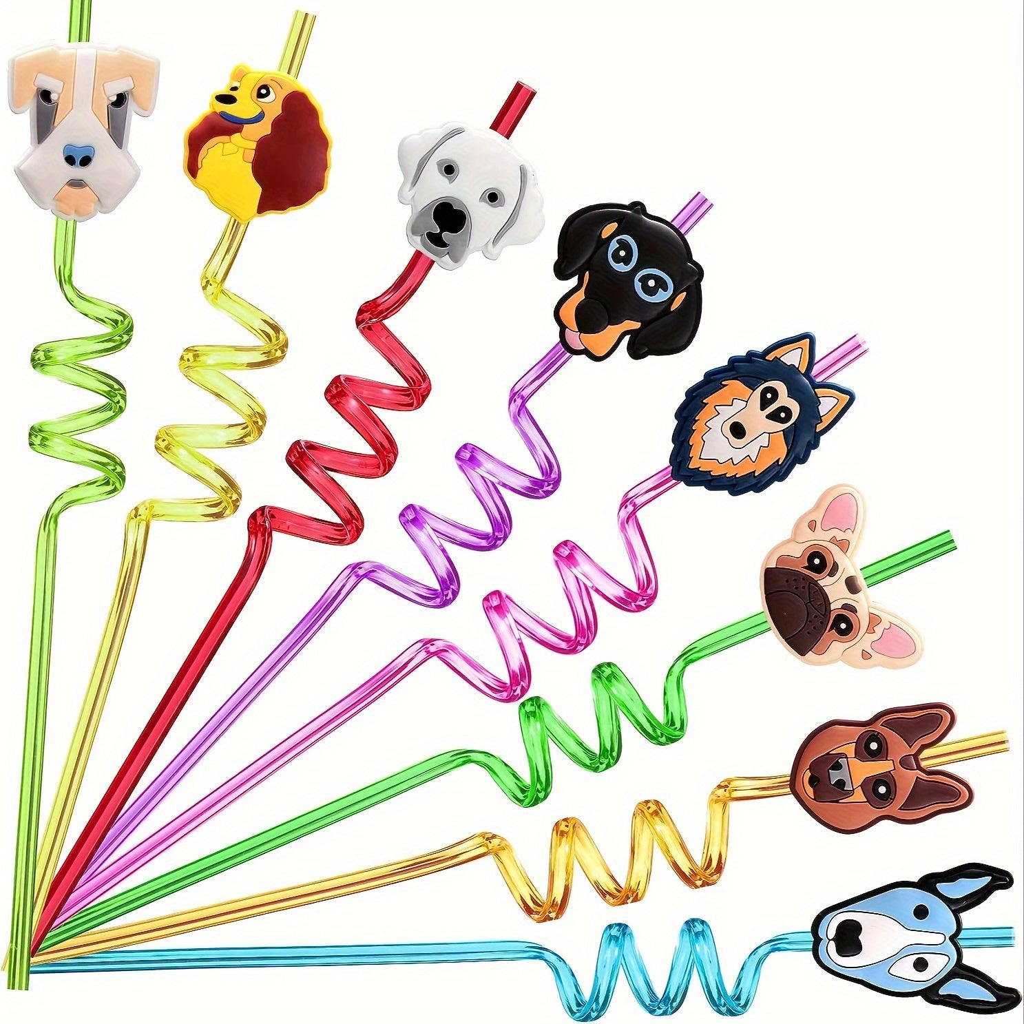 4pcs Dog Party Favors Reusable Plastic Straws Paw Theme Birthday Party Supplies