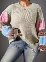 Colorblock Lantern Sleeve Sweater