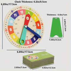 Montessori Wooden Clock Model with Cards - Teaching Aid for Kindergartners