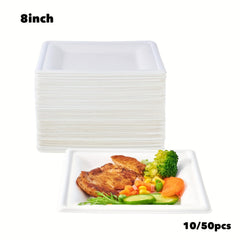 8" Compostable Square Plates, 100 Pack, Biodegradable Sugarcane Plates
