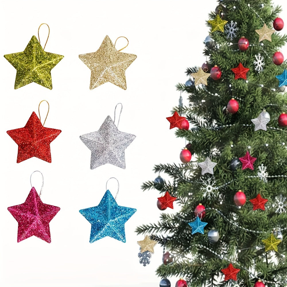 30pcs Golden Star Christmas Tree Decoration 2inch