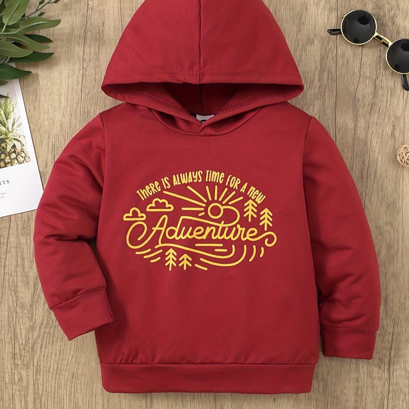 Boy's Adventure Print Hoodie for Outdoor Fall Winter
