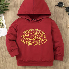 Boy's Adventure Print Hoodie for Outdoor Fall Winter