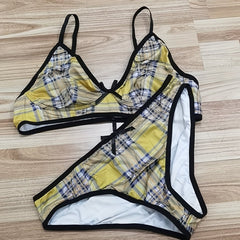 Plaid Pattern Bow Sexy Lingerie Set Plus Size