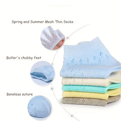 Cotton Thin Ankle Socks for Baby Boys Girls 0-4 Years Old