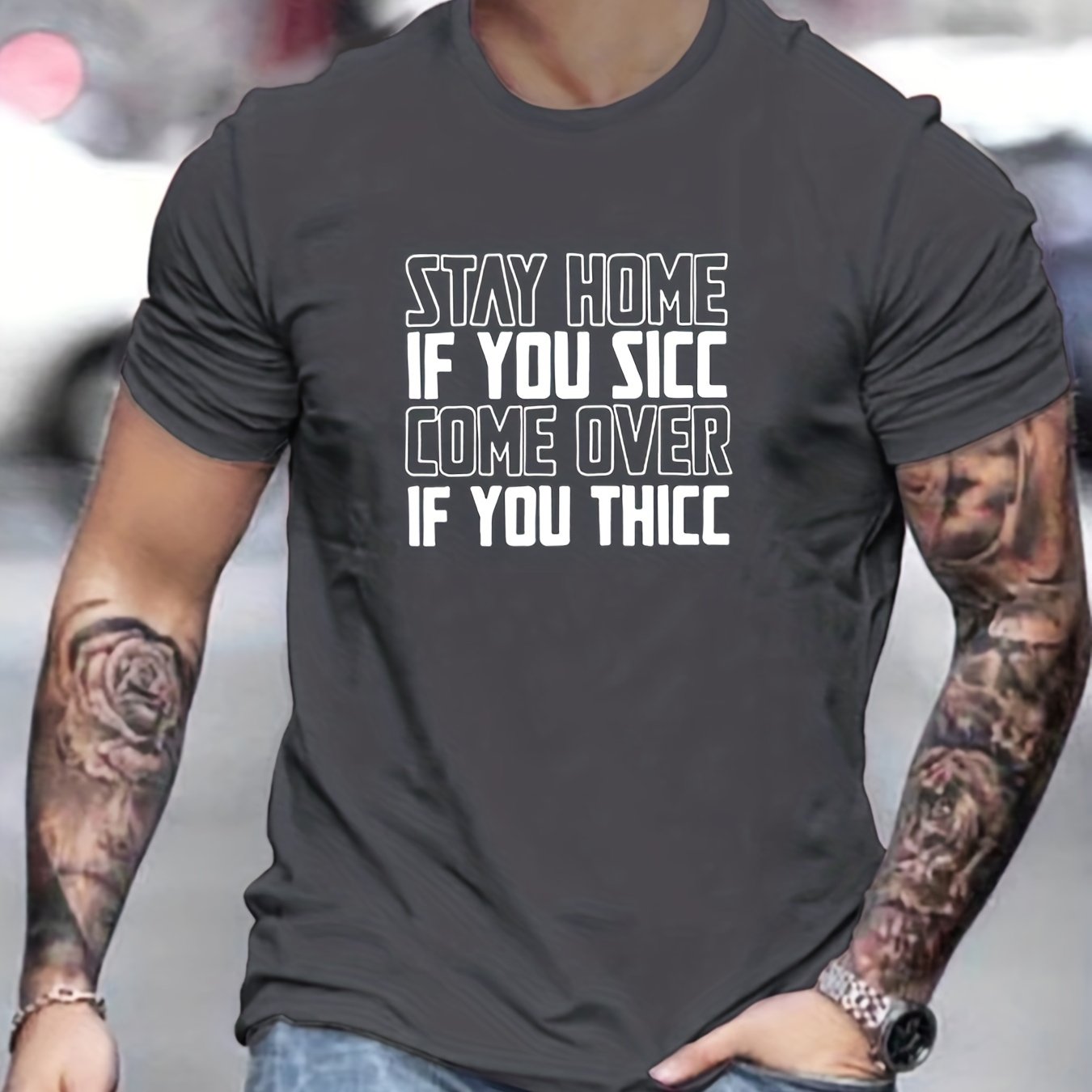 Men's Stay Home Look Letter Print T Shirt for Summer