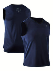 Men's Sleeveless V Neck Sports Vest Quick Dry Sweat Absorbing Tank