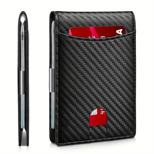 RFID Men's Carbon Fiber Wallet Anti Theft Shielding