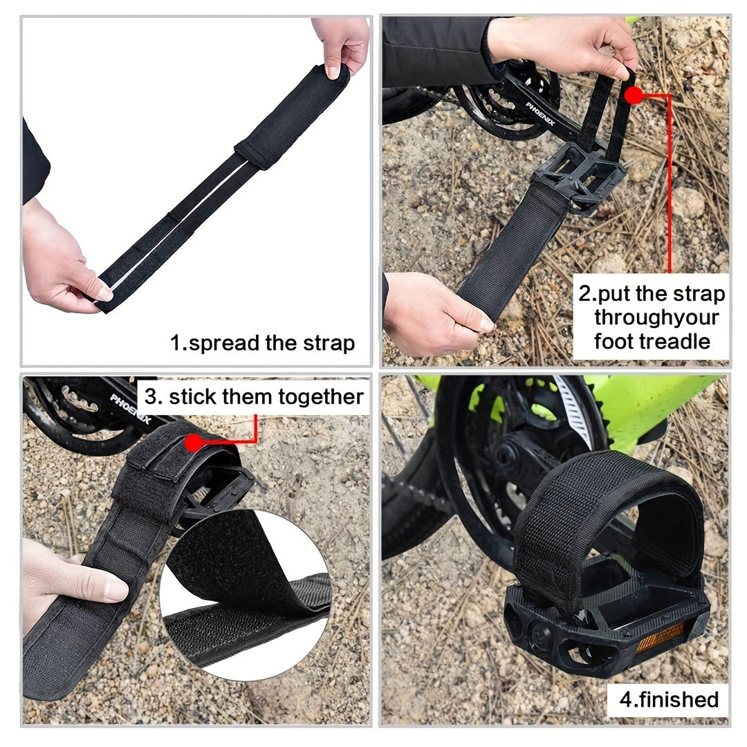 2pcs Bike Pedal Strap Toe Clips Anti Slip Adjustable Bicycle Feet Straps