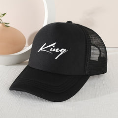 Girls Sunshade Mesh Baseball Cap KING Print Outdoor Sport