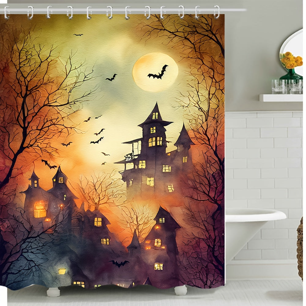 Halloween Castle Bats Shower Curtain