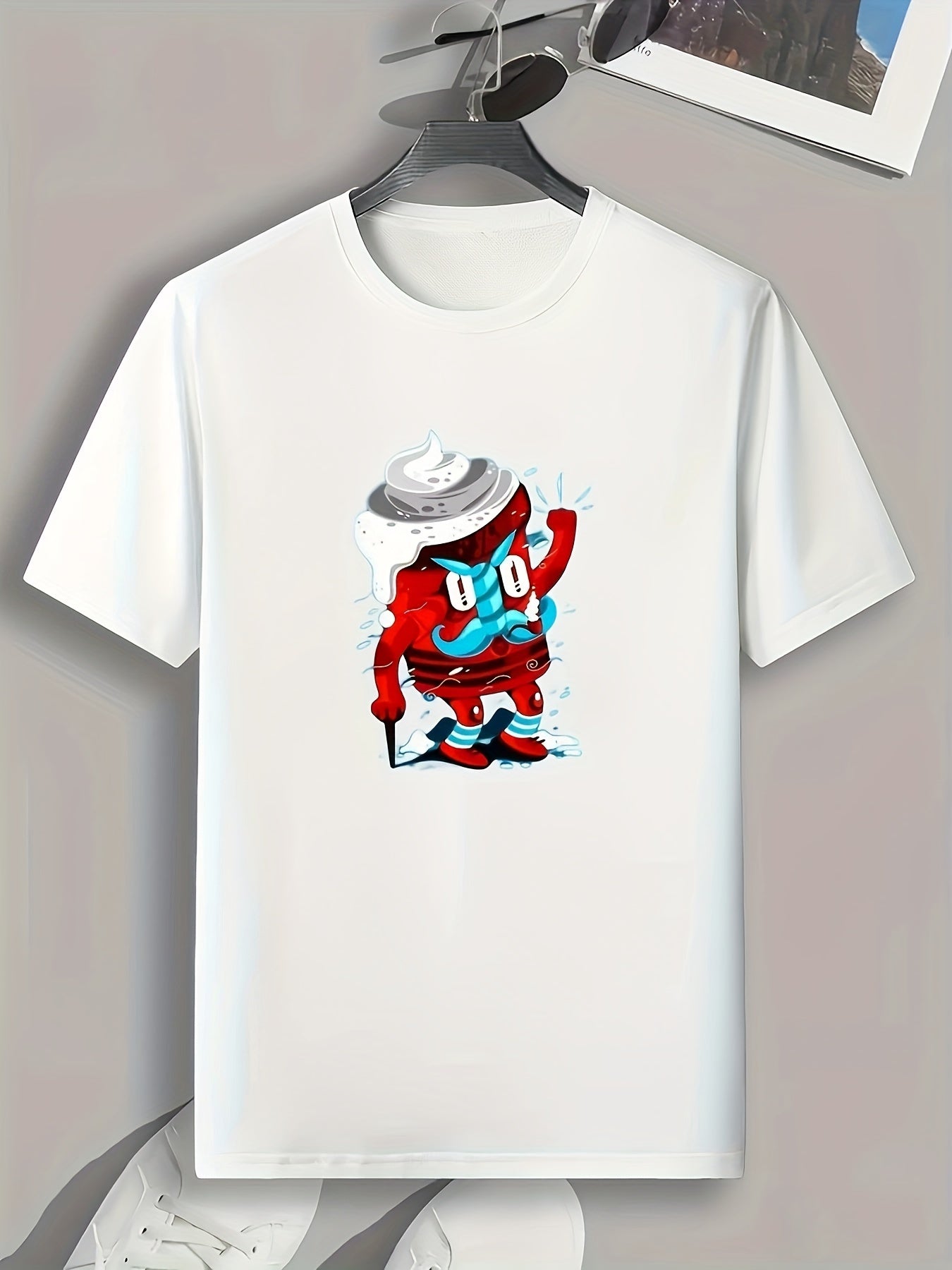 Cartoon Print Men's Graphic T-shirt for Summer