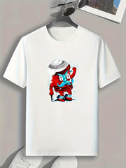 Cartoon Print Men's Graphic T-shirt for Summer