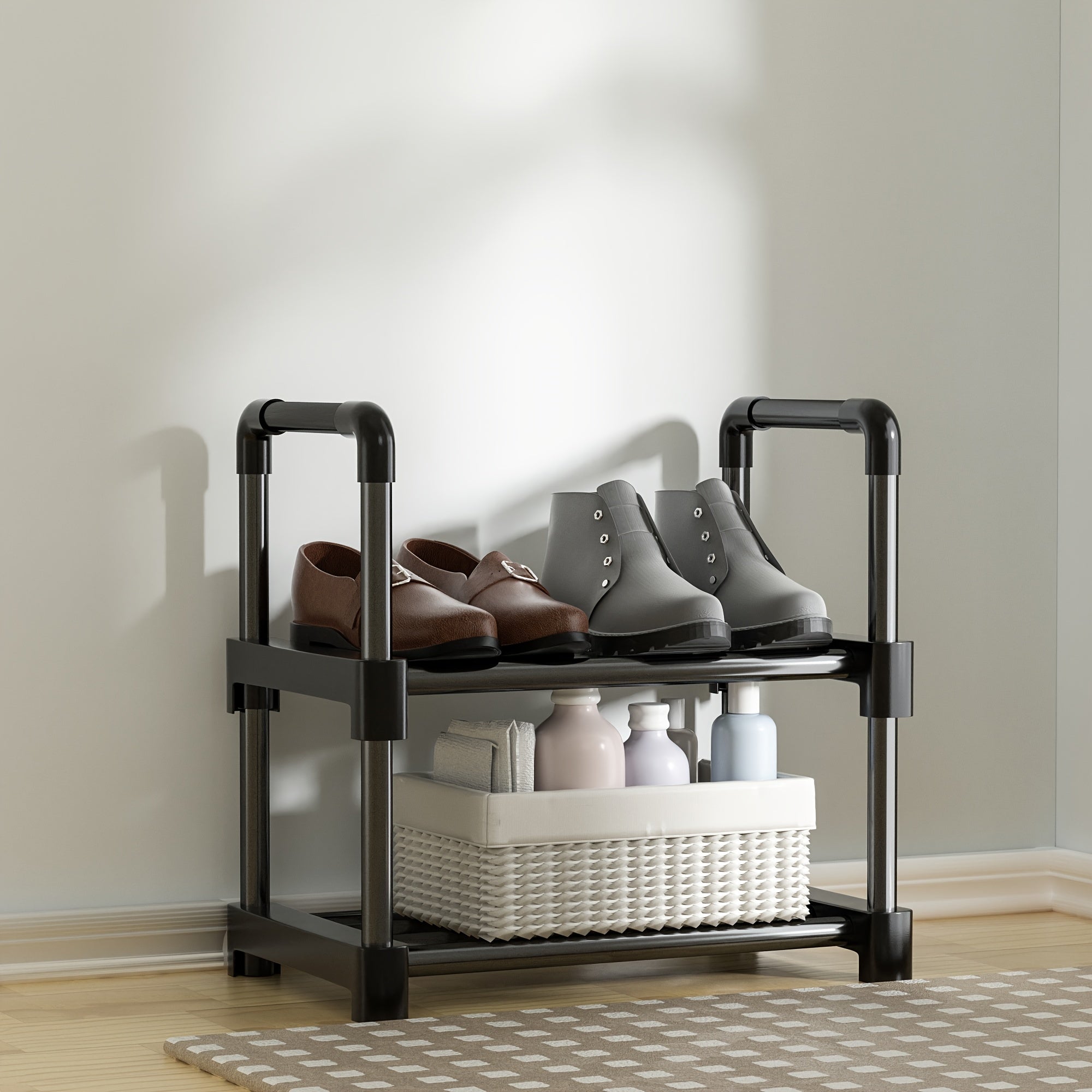 2-Layer Shoes Storage Rack Floor Standing Organizer Shelf