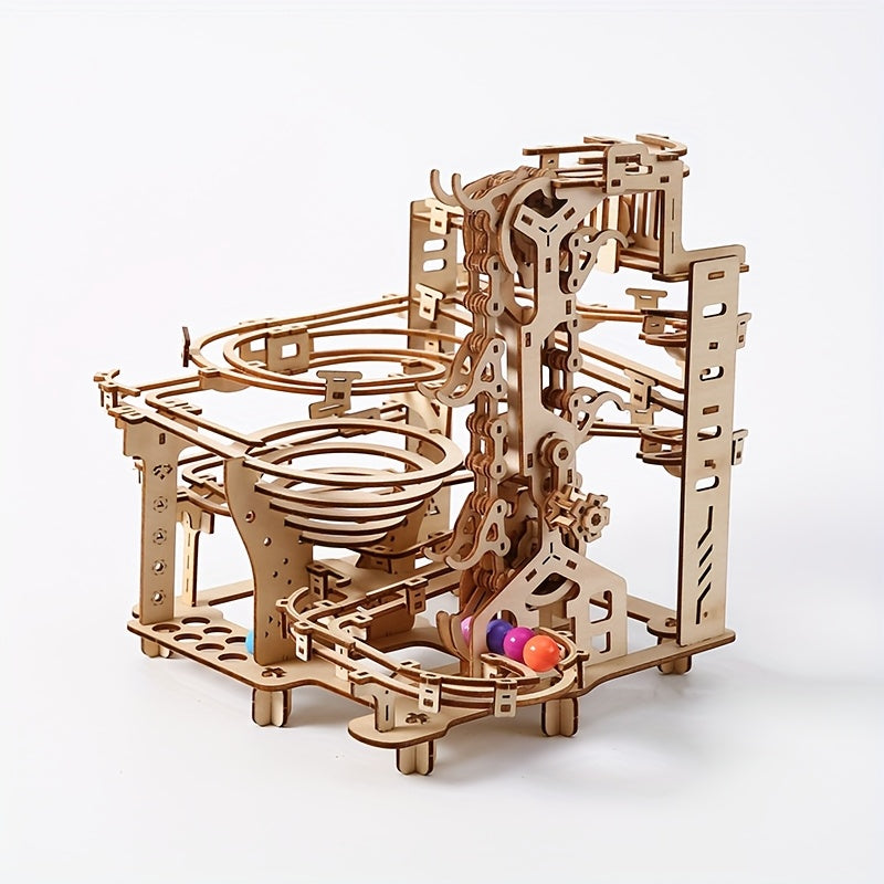 DIY 3D Jigsaw Puzzle Wooden Bead Roller Coaster Gift