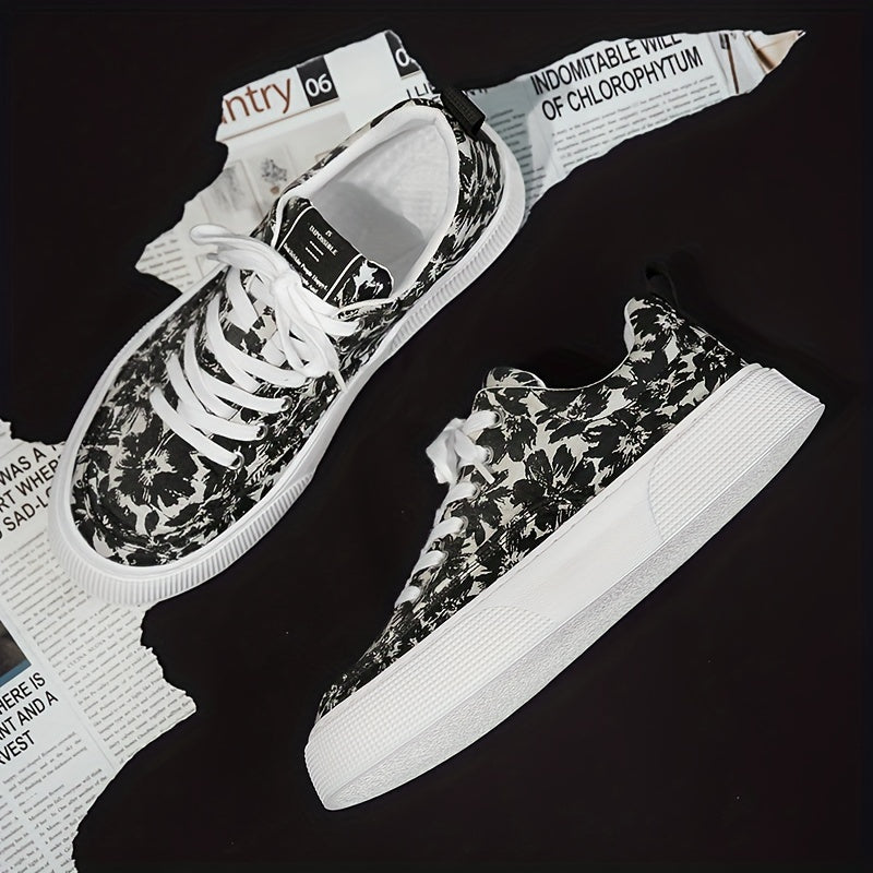 Men's Flowery Skate Shoes Lace up Sneakers