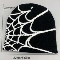 Unisex Spider Web Hip hop Jacquard Beanie Knitted Hat