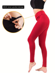 High Waist Women's Fitness Leggings with Inner Pockets