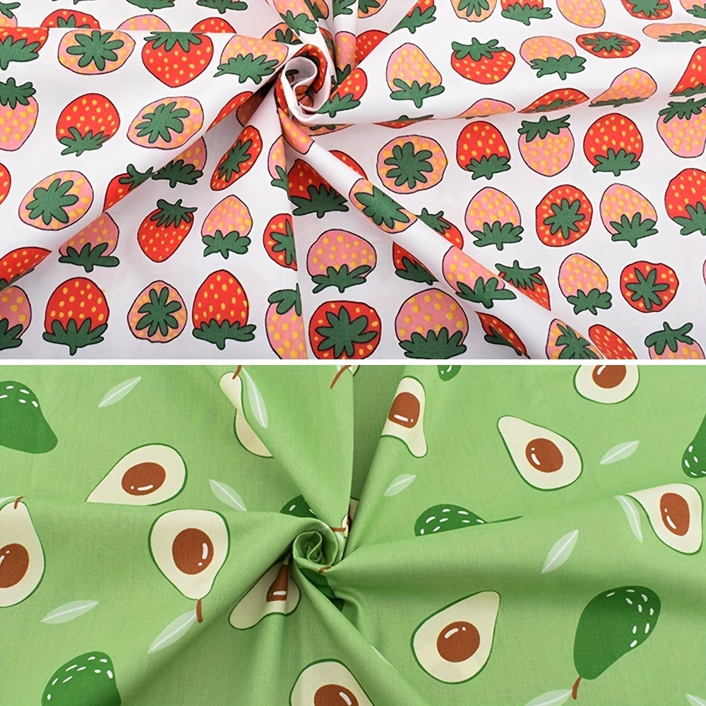 8pcs Fruit Series Cotton Fabric Squares for Patchwork Sewing Crafting