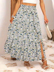 Boho Skirt Women's Floral Print A Line Skirt