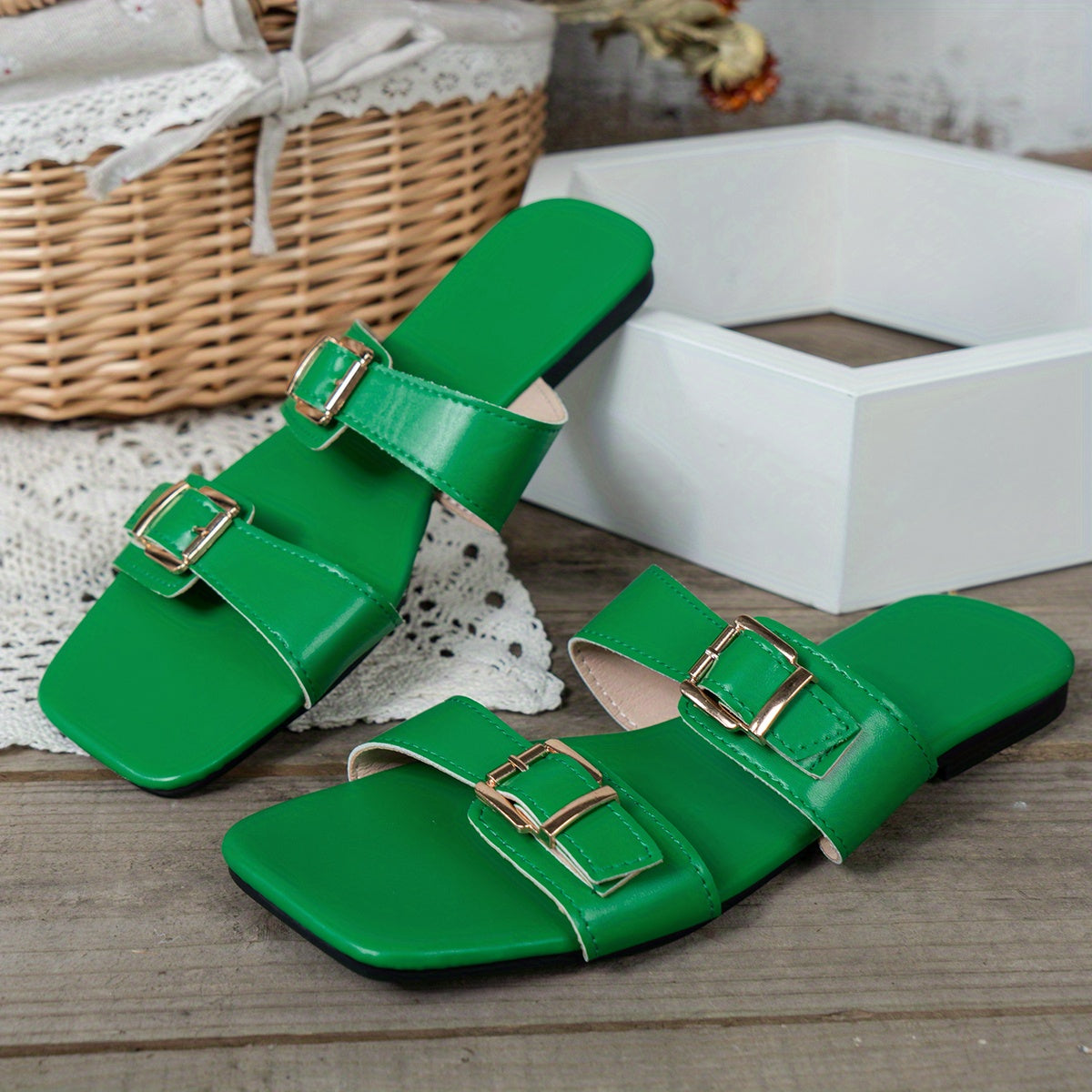 Women's Buckle Strap Slide Sandals Double Strap Outdoor Shoes