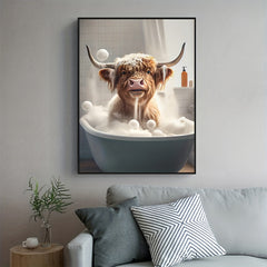 Highland Cow Canvas Print Bathroom Wall Art